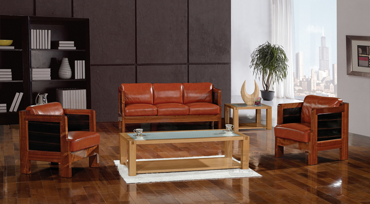 Office Sofa|Hardwood Tea Table|Office Furniture||玻璃茶几